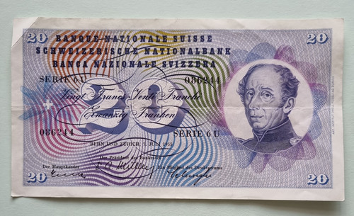 1955 switzerland franc - 1955, note