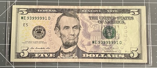 Fancy serial number dollar - $5,